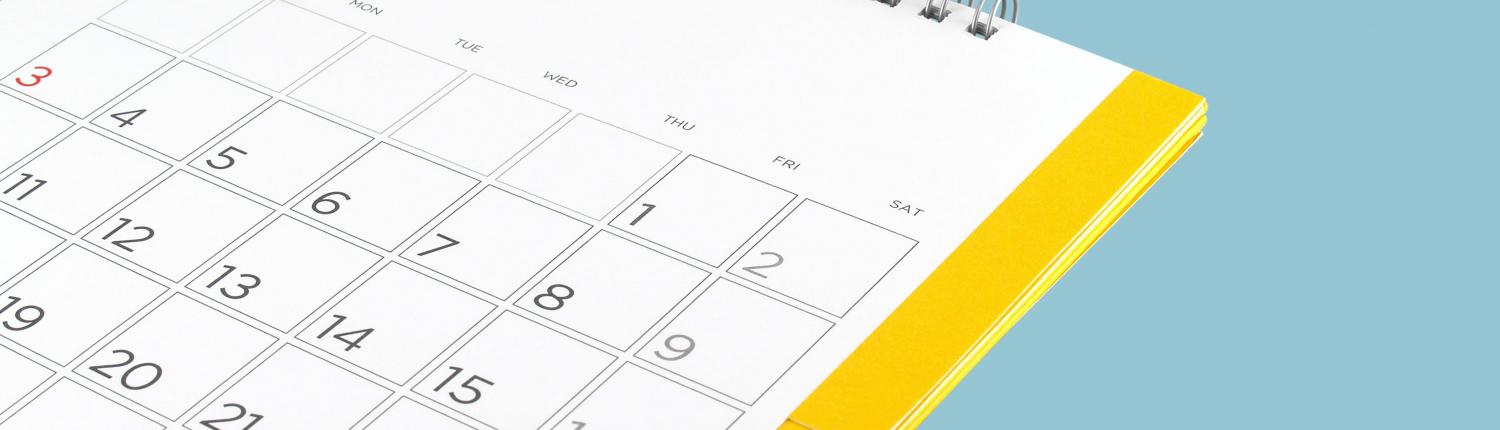 Ein leerer Kalender auf blauem Grund für Foto für Auftragsmanagement - Office Management Alexa - Virtuelle Assistenz