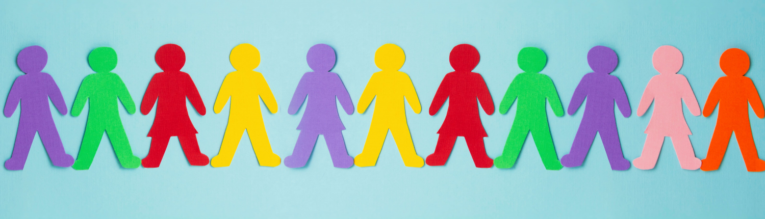Angedeutete Scherenschnitt-Menschen aus Papier liegen auf blauem Grund für Foto für Kundensupport -Office Management Alexa - Virtuelle Assistenz